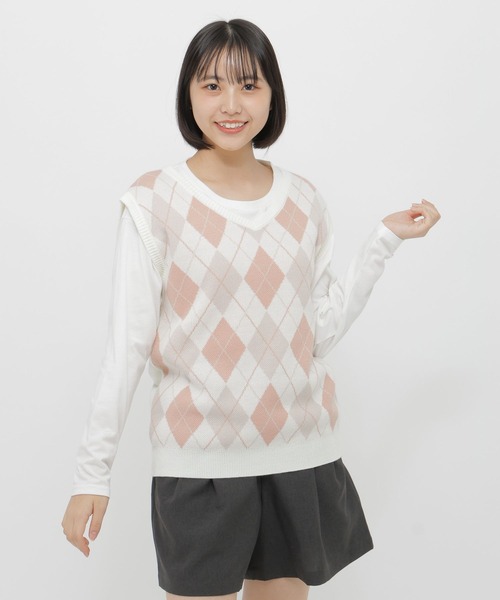 GLOBAL WORK(グローバルワーク)の「2SETベスト長袖T/AND YUA ANY/636242(ベスト・キッズ・イエロー系その他3/ピンク系その他3・MEDIUM/SMALL)」の1枚目の写真