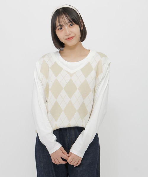 GLOBAL WORK(グローバルワーク)の「2SETベスト長袖T/AND YUA ANY/636242(ベスト・キッズ・イエロー系その他3/ピンク系その他3・MEDIUM/SMALL)」の6枚目の写真