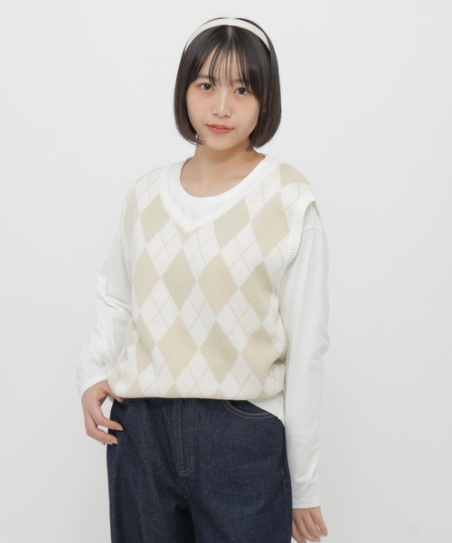 GLOBAL WORK(グローバルワーク)の「2SETベスト長袖T/AND YUA ANY/636242(ベスト・キッズ・イエロー系その他3/ピンク系その他3・MEDIUM/SMALL)」の7枚目の写真