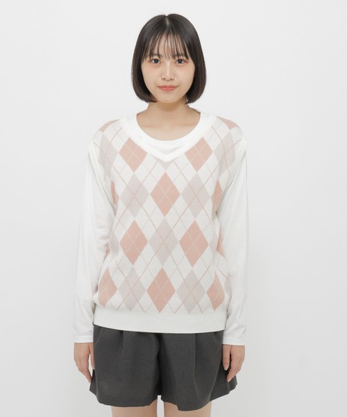GLOBAL WORK(グローバルワーク)の「2SETベスト長袖T/AND YUA ANY/636242(ベスト・キッズ・イエロー系その他3/ピンク系その他3・MEDIUM/SMALL)」の15枚目の写真