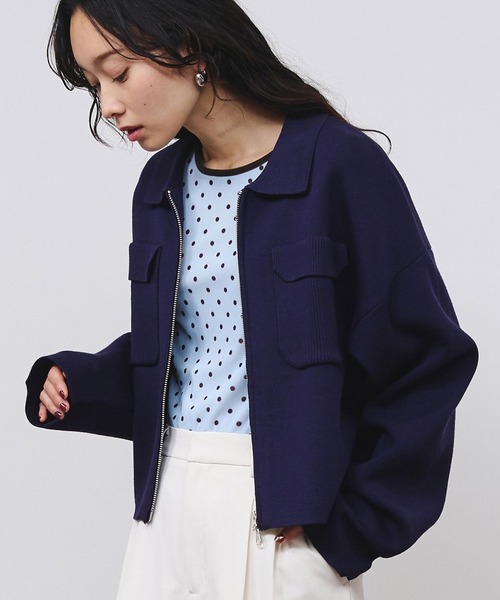 ROSE BUD（ローズバッド）の「POCKET ZIP CARDIGAN（カーディガン/ボレロ・レディース・ピンク/ライトイエロー/ネイビー・ONE SIZE）」の2枚目の写真