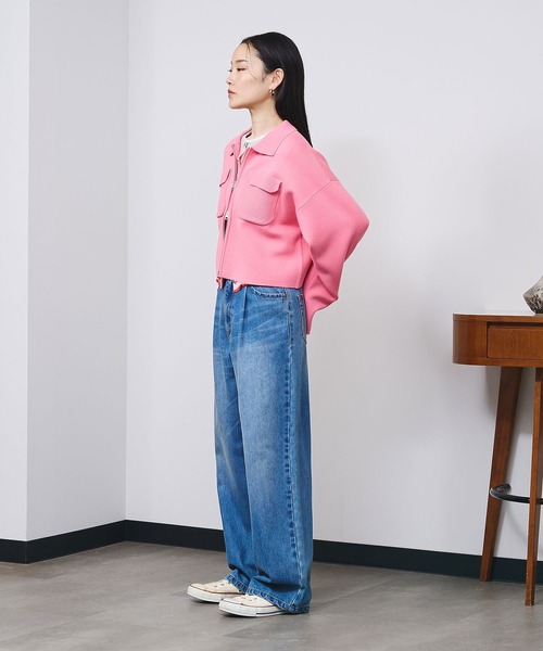 ROSE BUD（ローズバッド）の「POCKET ZIP CARDIGAN（カーディガン/ボレロ・レディース・ピンク・ONE SIZE）」の5枚目の写真