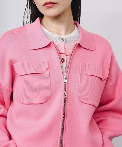ROSE BUD（ローズバッド）の「POCKET ZIP CARDIGAN（カーディガン/ボレロ・レディース・ピンク・ONE SIZE）」の7枚目の写真