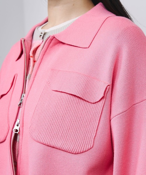 ROSE BUD（ローズバッド）の「POCKET ZIP CARDIGAN（カーディガン/ボレロ・レディース・ピンク・ONE SIZE）」の8枚目の写真