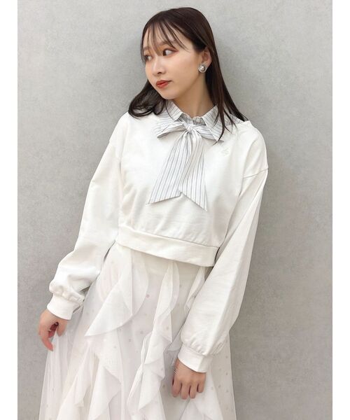 dazzlin(ダズリン)の「ボウタイシャツレイヤードスウェット(スウェット・レディース・オフホワイト/グレー/ネイビー・FREE)」の8枚目の写真