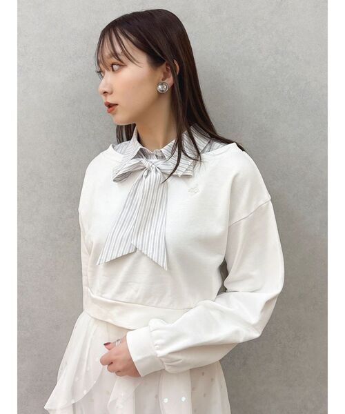 dazzlin(ダズリン)の「ボウタイシャツレイヤードスウェット(スウェット・レディース・オフホワイト/グレー/ネイビー・FREE)」の9枚目の写真