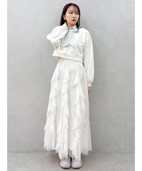 dazzlin(ダズリン)の「ボウタイシャツレイヤードスウェット(スウェット・レディース・オフホワイト/グレー/ネイビー・FREE)」の10枚目の写真