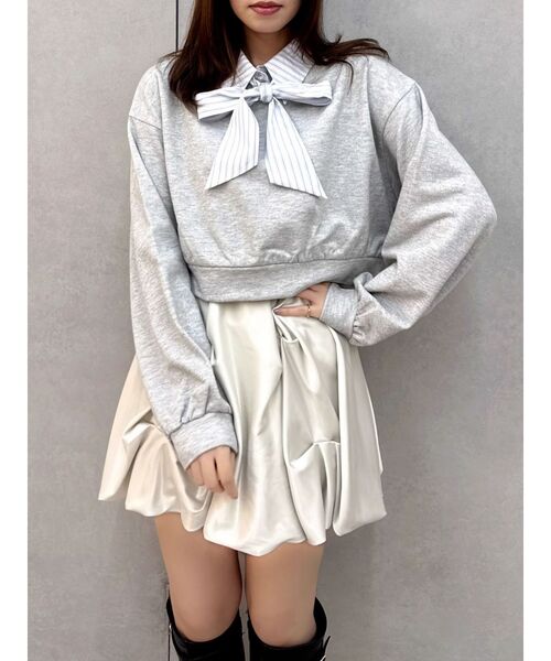 dazzlin(ダズリン)の「ボウタイシャツレイヤードスウェット(スウェット・レディース・オフホワイト/グレー/ネイビー・FREE)」の22枚目の写真