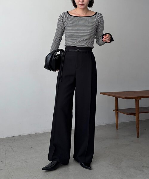 CAPRICIEUX LE'MAGE(カプリシューレマージュ)の「【低身長サイズあり】カーブタックベルト付パンツ(その他パンツ・レディース・ライトベージュ/ブラック・PS/38/36)」の13枚目の写真