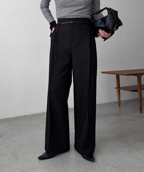 CAPRICIEUX LE'MAGE(カプリシューレマージュ)の「【低身長サイズあり】カーブタックベルト付パンツ(その他パンツ・レディース・ライトベージュ/ブラック・PS/38/36)」の15枚目の写真