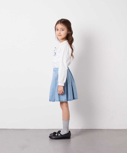 a.v.v（アーヴェヴェ）の「[120-160]ビジューデニムプリーツスカート（スカート・キッズ・ダークインディゴブルー・150/140）」の20枚目の写真