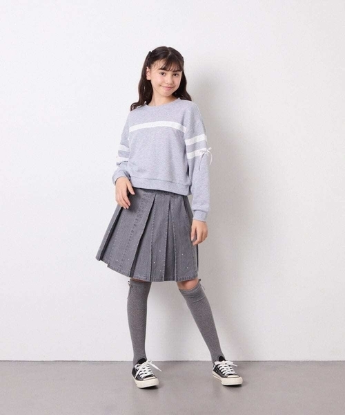 a.v.v（アーヴェヴェ）の「[120-160]ビジューデニムプリーツスカート（スカート・キッズ・ダークインディゴブルー・150/140）」の5枚目の写真