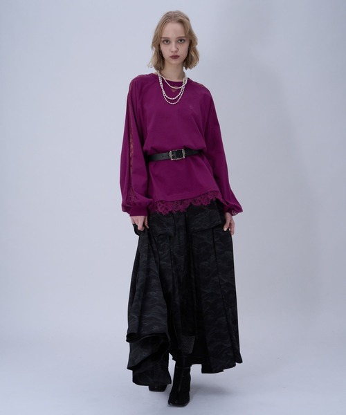 HARE（ハレ）の「レースキリカエロングTシャツ(HARE)（Tシャツ/カットソー・レディース・ピンク/ホワイト/ブラック・FREE）」の6枚目の写真