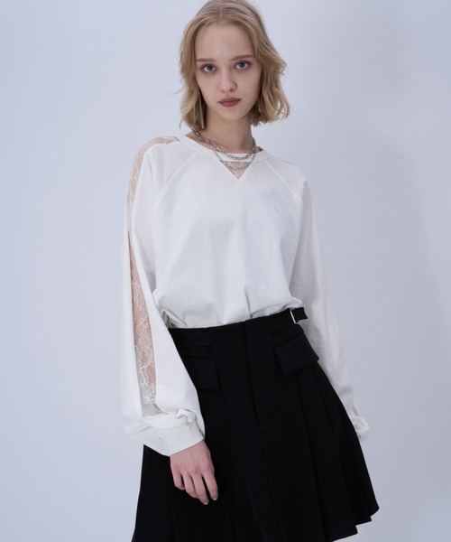 HARE（ハレ）の「レースキリカエロングTシャツ(HARE)（Tシャツ/カットソー・レディース・ピンク/ホワイト/ブラック・FREE）」の19枚目の写真