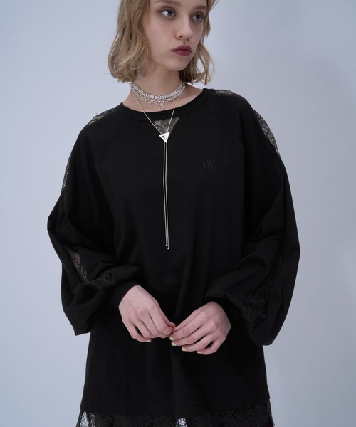 HARE（ハレ）の「レースキリカエロングTシャツ(HARE)（Tシャツ/カットソー・レディース・ピンク/ホワイト/ブラック・FREE）」の13枚目の写真