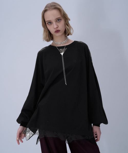 HARE（ハレ）の「レースキリカエロングTシャツ(HARE)（Tシャツ/カットソー・レディース・ピンク/ホワイト/ブラック・FREE）」の12枚目の写真