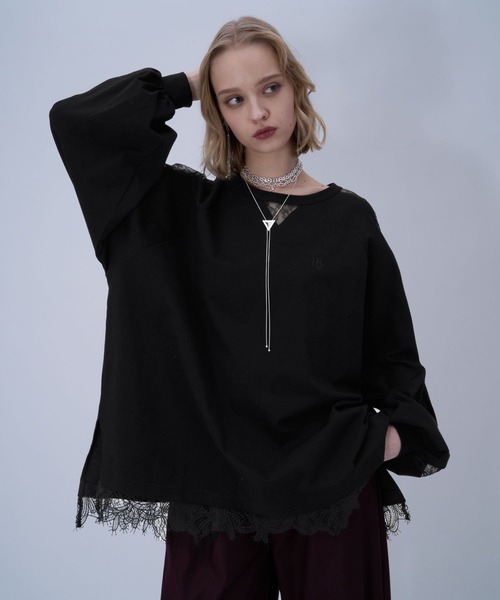 HARE（ハレ）の「レースキリカエロングTシャツ(HARE)（Tシャツ/カットソー・レディース・ピンク/ホワイト/ブラック・FREE）」の14枚目の写真