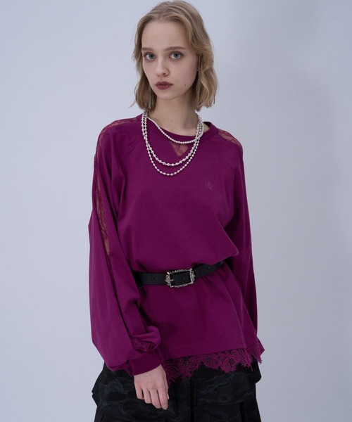 HARE（ハレ）の「レースキリカエロングTシャツ(HARE)（Tシャツ/カットソー・レディース・ピンク/ホワイト/ブラック・FREE）」の15枚目の写真