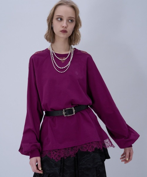 HARE（ハレ）の「レースキリカエロングTシャツ(HARE)（Tシャツ/カットソー・レディース・ピンク/ホワイト/ブラック・FREE）」の9枚目の写真