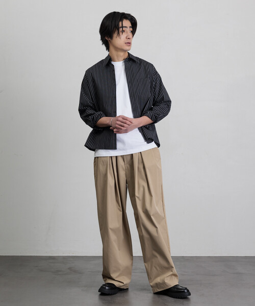 セール】限定展開 ワイドシルエット ポリチノクロス タック イージー