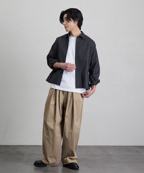 セール】限定展開 ワイドシルエット ポリチノクロス タック イージー