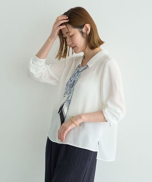 YECCA VECCA（イェッカヴェッカ）の「スカーフ付きブラウス（シャツ/ブラウス・レディース・ネイビー/オフホワイト/ブルー・FREE）」の13枚目の写真