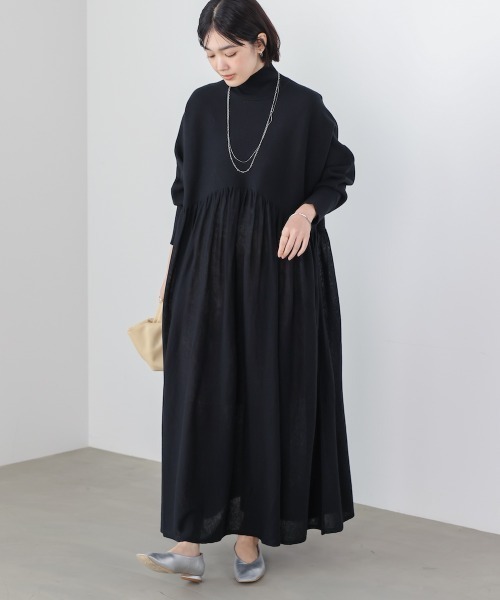 Bou Jeloud（ブージュルード）の「ギャザーニットワンピース（ワンピース・レディース・オレンジ/ブラック/ベージュ・FREE）」の7枚目の写真