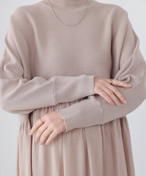 Bou Jeloud（ブージュルード）の「ギャザーニットワンピース（ワンピース・レディース・オレンジ/ブラック/ベージュ・FREE）」の21枚目の写真