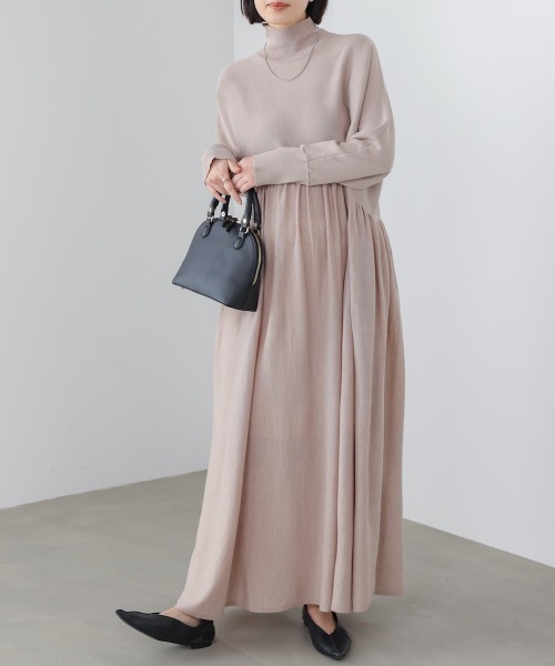 Bou Jeloud（ブージュルード）の「ギャザーニットワンピース（ワンピース・レディース・オレンジ/ブラック/ベージュ・FREE）」の8枚目の写真