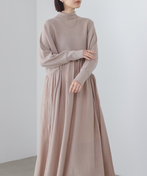 Bou Jeloud（ブージュルード）の「ギャザーニットワンピース（ワンピース・レディース・オレンジ/ブラック/ベージュ・FREE）」の9枚目の写真