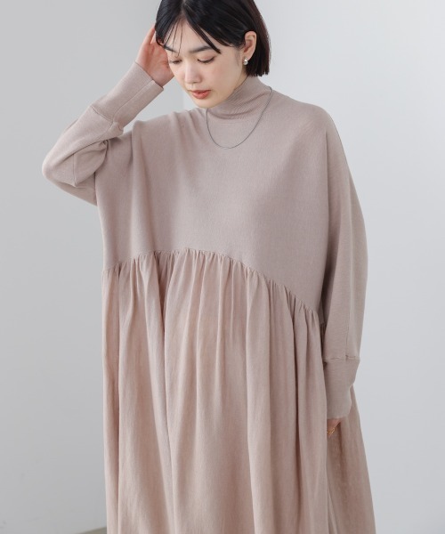 Bou Jeloud（ブージュルード）の「ギャザーニットワンピース（ワンピース・レディース・オレンジ/ブラック/ベージュ・FREE）」の10枚目の写真