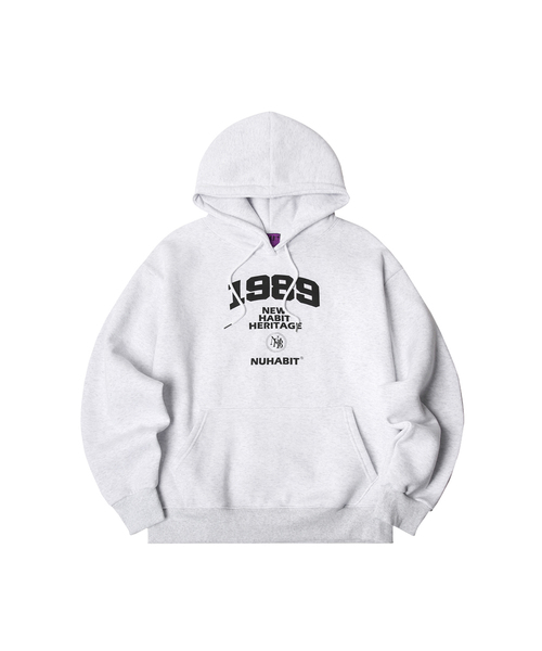NUHABIT(ニューハビット)の「N/H NHH LOGO オーバーサイズ 起毛 フードパーカー (SOH4-2NH1130)(パーカー・メンズ・ライトグレー/ブラック/ネイビー/グレー・MEDIUM/LARGE/X-LARGE)」の3枚目の写真