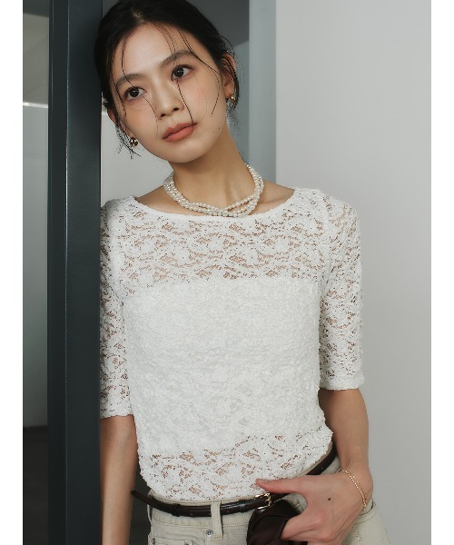 シュリンクレースボートネックプルオーバー