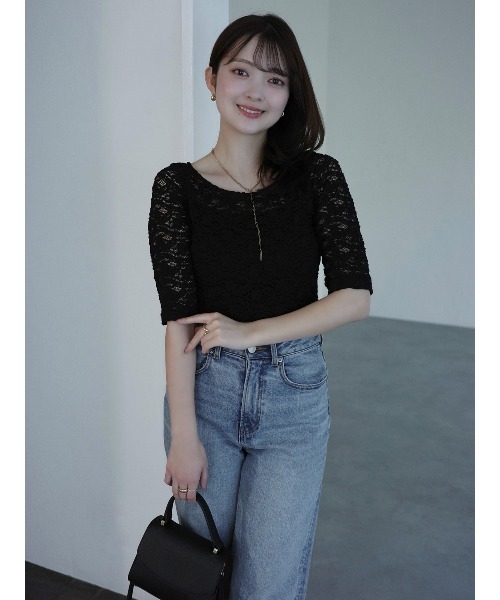 シュリンクレースボートネックプルオーバー