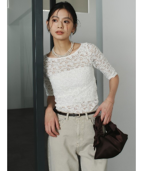 シュリンクレースボートネックプルオーバー