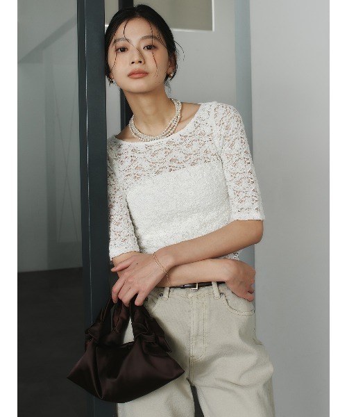 シュリンクレースボートネックプルオーバー