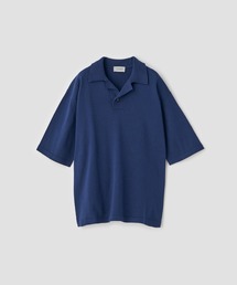 【美品】JOHN SMEDLEY コットン ニット スキッパー ポロシャツ L コットン スキッパーネックニットプルオーバー（ポロシャツ）｜JOHN