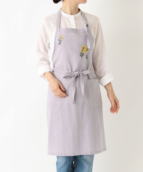 刺繍フラワー ミモザ フルエプロン LPU ＜212Kオリジナル ＞（エプロン