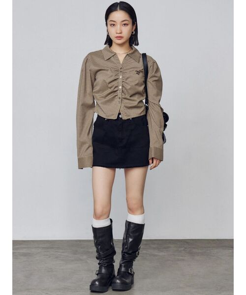 EMODA（エモダ）の「ボックスミニスカート（スカート・レディース・アイボリー/ブラック/ブラウン・SMALL/MEDIUM）」の14枚目の写真