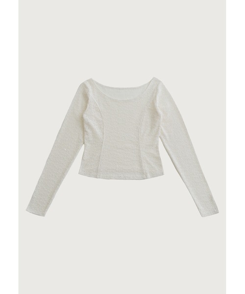 kiehtova（キエトヴァ）の「【kiehtova】LACE TEXTURE TOPS/レーステクスチャートップス（Tシャツ/カットソー・レディース・ホワイト/ブラック・FREE）」の10枚目の写真