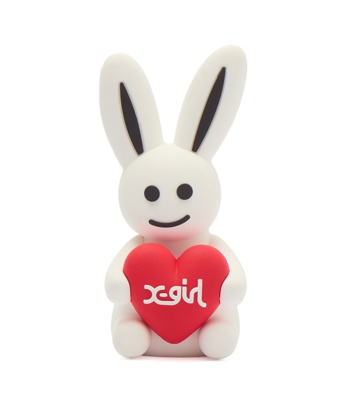 X-girl(エックスガール)の「MILLS LOGO HEART HOLDING BUNNY FIGURE(フィギュア・レディース・ピンク/ホワイト/ブルー/オレンジ・ONE SIZE)」の1枚目の写真