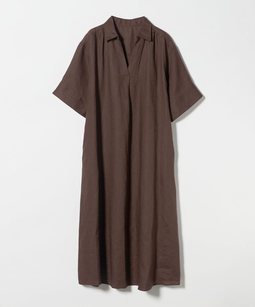 green label relaxing（グリーンレーベルリラクシング）の「［size SHORTあり］リネン シャツ ワンピース（シャツワンピース・レディース・ブラウン/ライトブルー/ダークグレー・SHORT/FREE）」の9枚目の写真