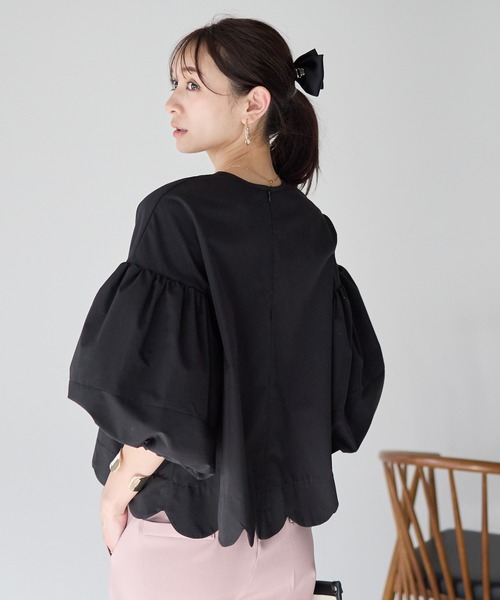 Neige(ネージュ)の「バルーンスリーブスカラップブラウス(シャツ/ブラウス・レディース・ホワイト/ブラック/ブルー・ONE SIZE)」の7枚目の写真