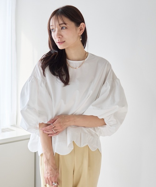 Neige(ネージュ)の「バルーンスリーブスカラップブラウス(シャツ/ブラウス・レディース・ホワイト/ブラック/ブルー・ONE SIZE)」の14枚目の写真