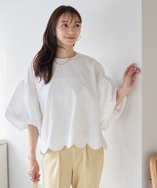 Neige(ネージュ)の「バルーンスリーブスカラップブラウス(シャツ/ブラウス・レディース・ホワイト/ブラック/ブルー・ONE SIZE)」の13枚目の写真