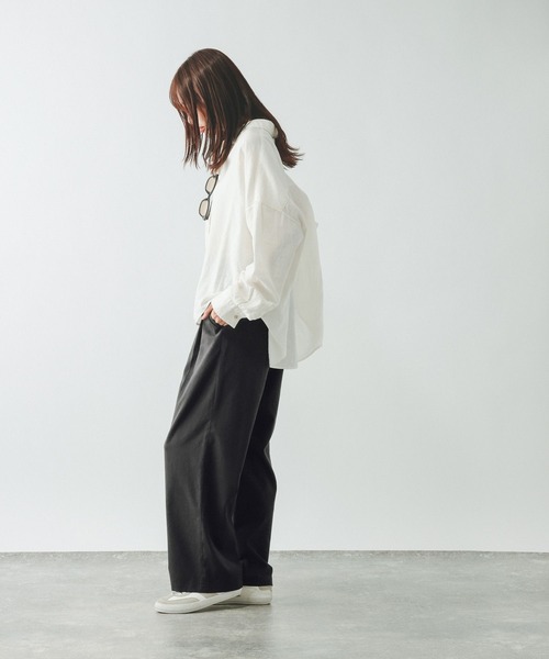 GLOBAL WORK（グローバルワーク）の「イージーケアリネンストレートパンツ/600994（その他パンツ・レディース・ブルー/グレー/グレー系その他/スミクロ/ブラウン/ホワイト系その他・X-LARGE/LARGE/MEDIUM/SMALL）」の12枚目の写真