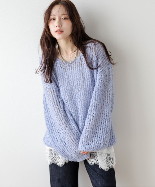 AMELY（エミリー）の「バックオープン ニットプルオーバー（ニット/セーター・レディース・その他/ブラック/クリーム/ブルー/ピンク・フリー）」の3枚目の写真