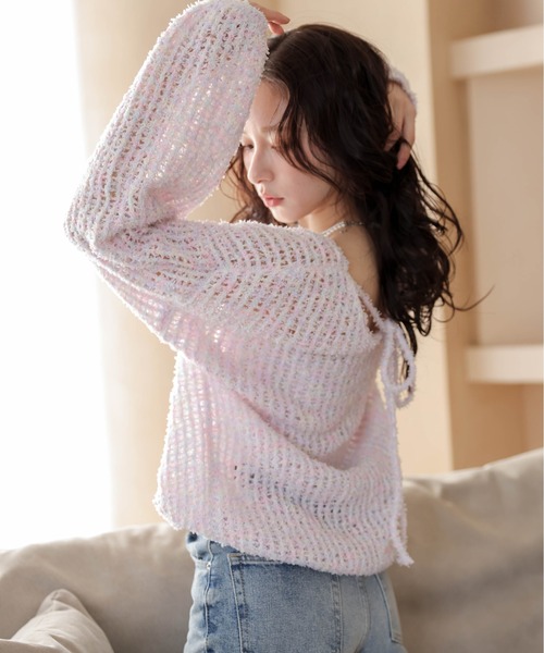 AMELY（エミリー）の「バックオープン ニットプルオーバー（ニット/セーター・レディース・その他/ブラック/クリーム/ブルー/ピンク・フリー）」の16枚目の写真