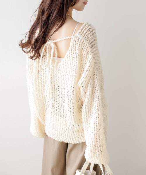 AMELY（エミリー）の「バックオープン ニットプルオーバー（ニット/セーター・レディース・その他/ブラック/クリーム/ブルー/ピンク・フリー）」の21枚目の写真