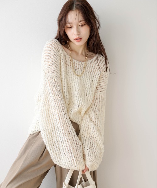 AMELY（エミリー）の「バックオープン ニットプルオーバー（ニット/セーター・レディース・その他/ブラック/クリーム/ブルー/ピンク・フリー）」の22枚目の写真